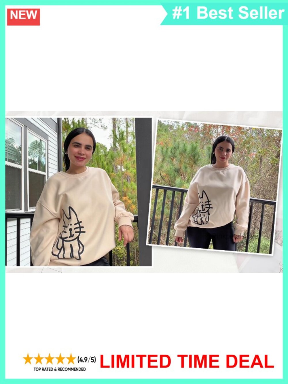 Cat Graphic Sweatshirt Women Cotton Blend Long Sleeve Crewneck Pullover - Picture 6 of 6